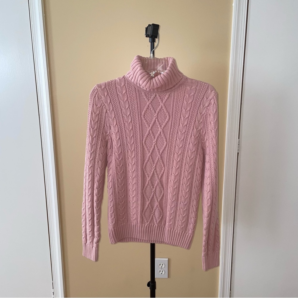 Pria Baby Pink Cable Knit Turtleneck Sweater - Picture 3 of 6